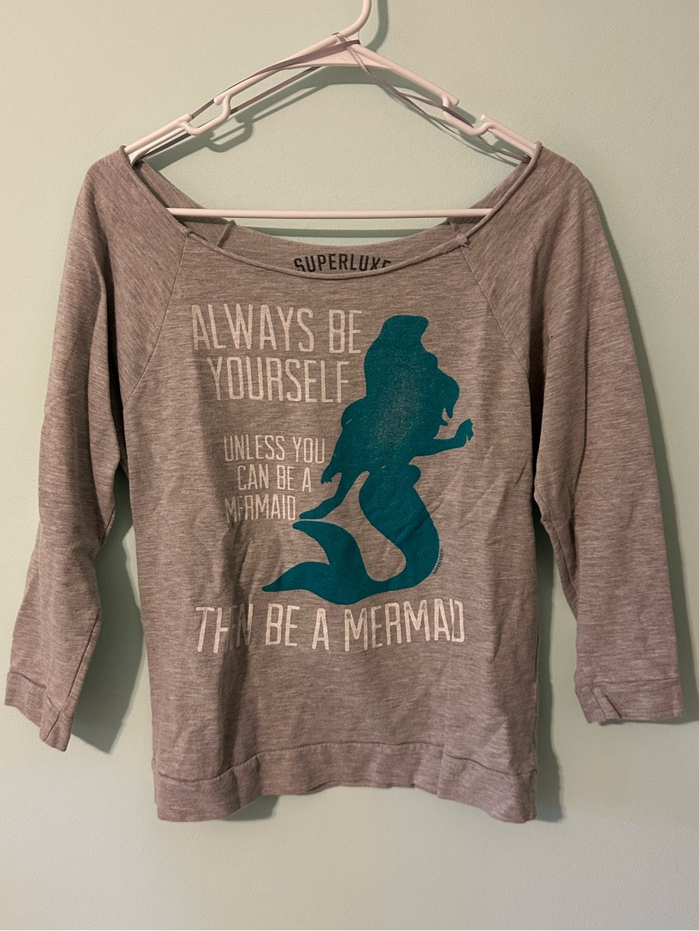Superluxx Gray Sweatshirt with Teal Mermaid Graphic